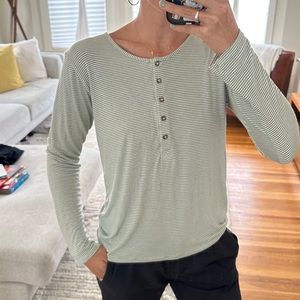 Albion Fit Micro Stripe Henley Long sleeve